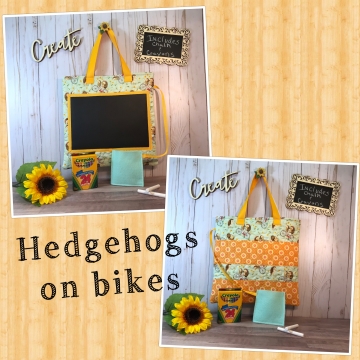 Hedgehogs on bicycles activity bag