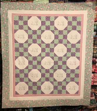 puppy embroidered baby quilt